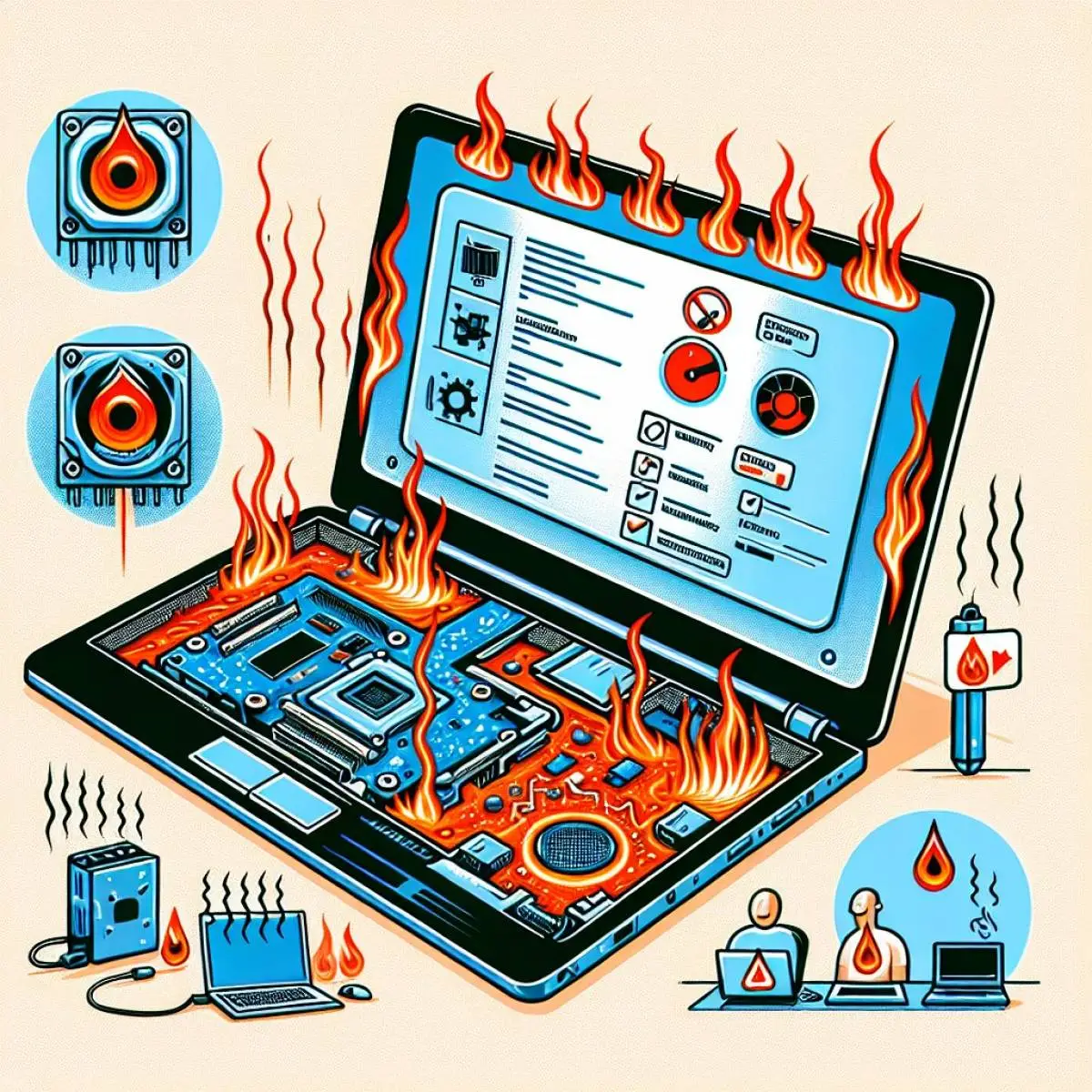 Перегрев в нижней части матрицы ноутбука