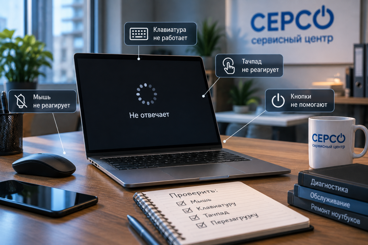 Ноутбук завис на экране «Не отвечает»: не реагируют клавиатура, тачпад, мышь и кнопки